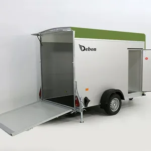 Debon Kofferanhänger C300 148x295cm H:190cm 1,3t Alu, Polybug|Tür|olivgrün