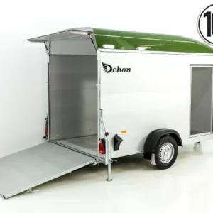 Debon Kofferanhänger C400 164x315cm H:200cm 1,3t|Alu, Polybug|Tür|olivgrün