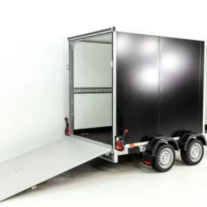 Vezeko Kofferanhänger 184x405cm Höhe:205cm 2,7t|Rampe|Tür|schwarz