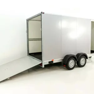 Vezeko Kofferanhänger 184x405cm Höhe:205cm 2,7t|Rampe|Tür|silber